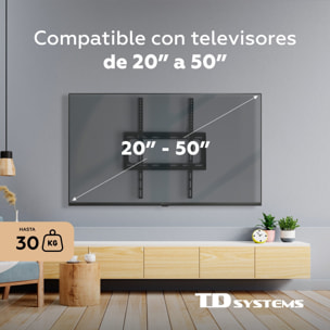 Soporte de TV pared inclinable de bajo perfil para pantallas de 20 a 40 pulgadas. VESA máximo de 400 x 400 mm - TD Systems P30X25T44