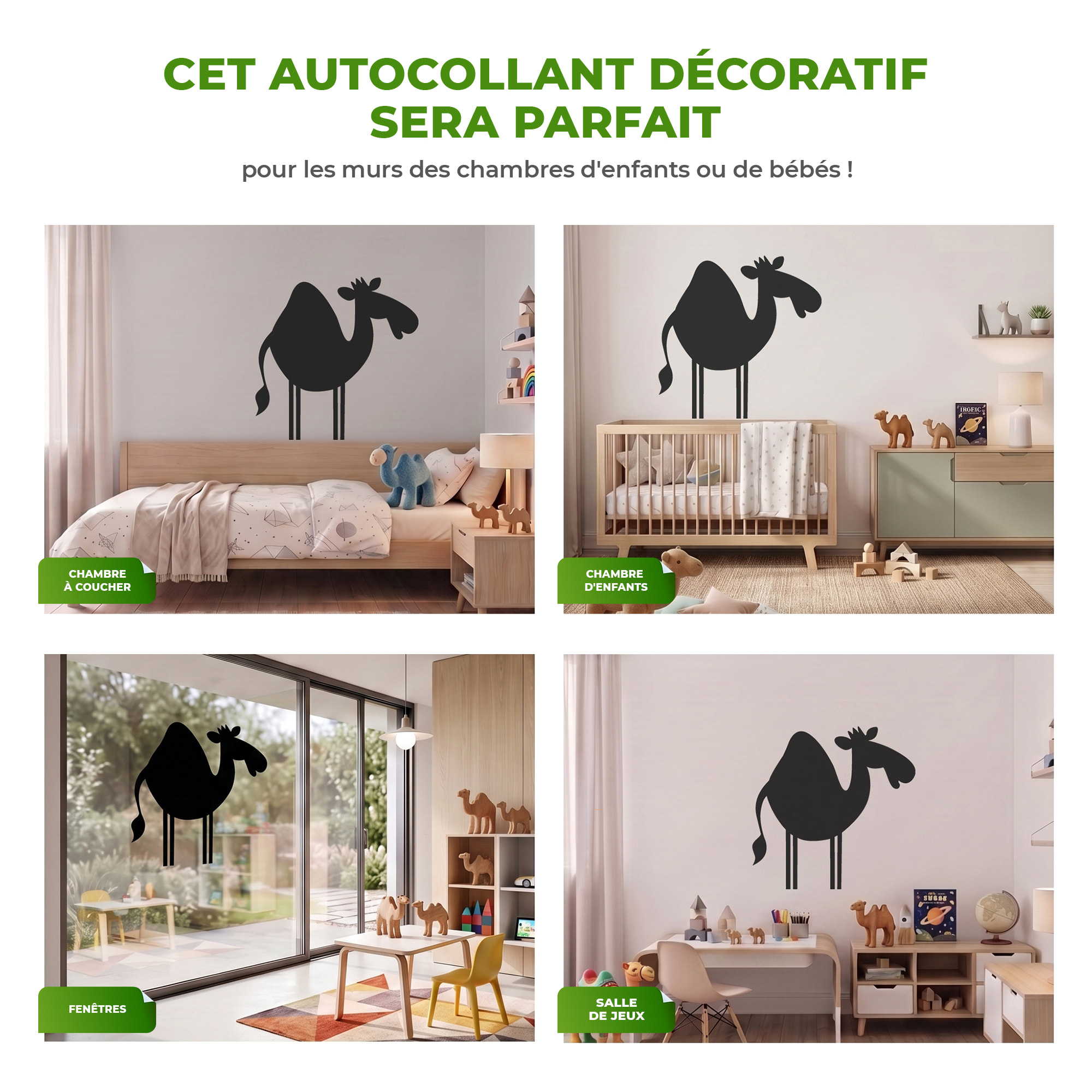 Sticker ardoise tableau noir - stickers muraux adhésif effaçable - CHAMEAU