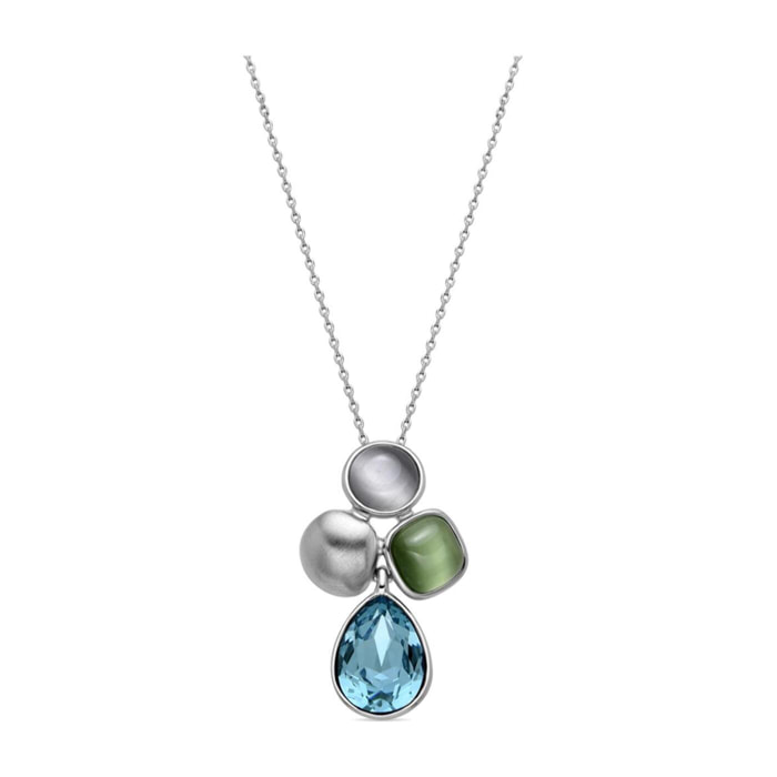 Collar con Cristal Azul acabado plata