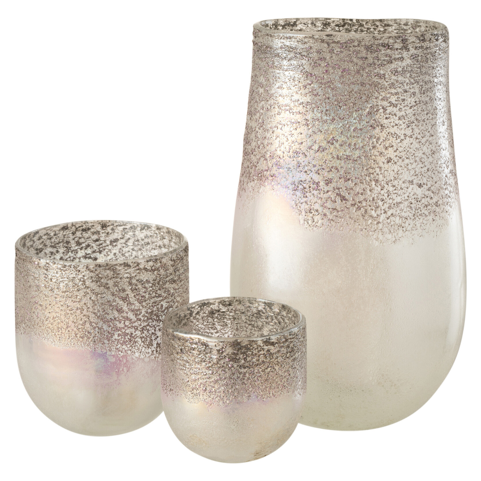 J-Line Vase Milano Verre Gris/Rose