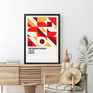 Poster international jazz days barcelona Affiche + cadre en bois - Noir
