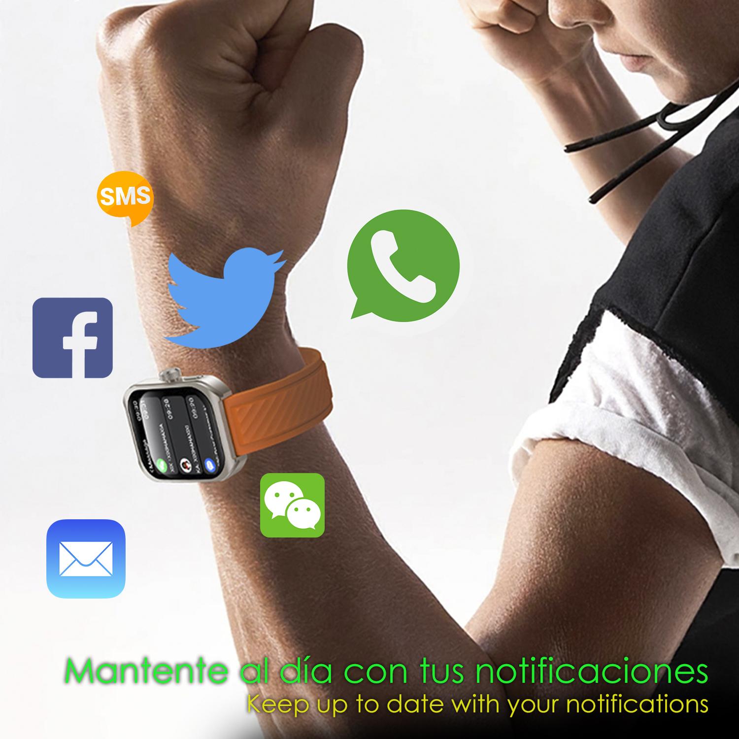 DAM Smartwatch Z88 Pro doble pulsera. Funciones outdoor, llamadas BT, notificaciones push. Funciones deportivas + salud. 5,2x1,2x4,1 Cm. Color: Negro