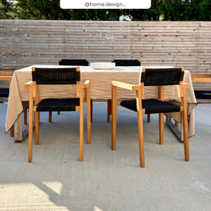 Lot de 2 chaises de jardin empilables en teck et corde tressée - Kapua