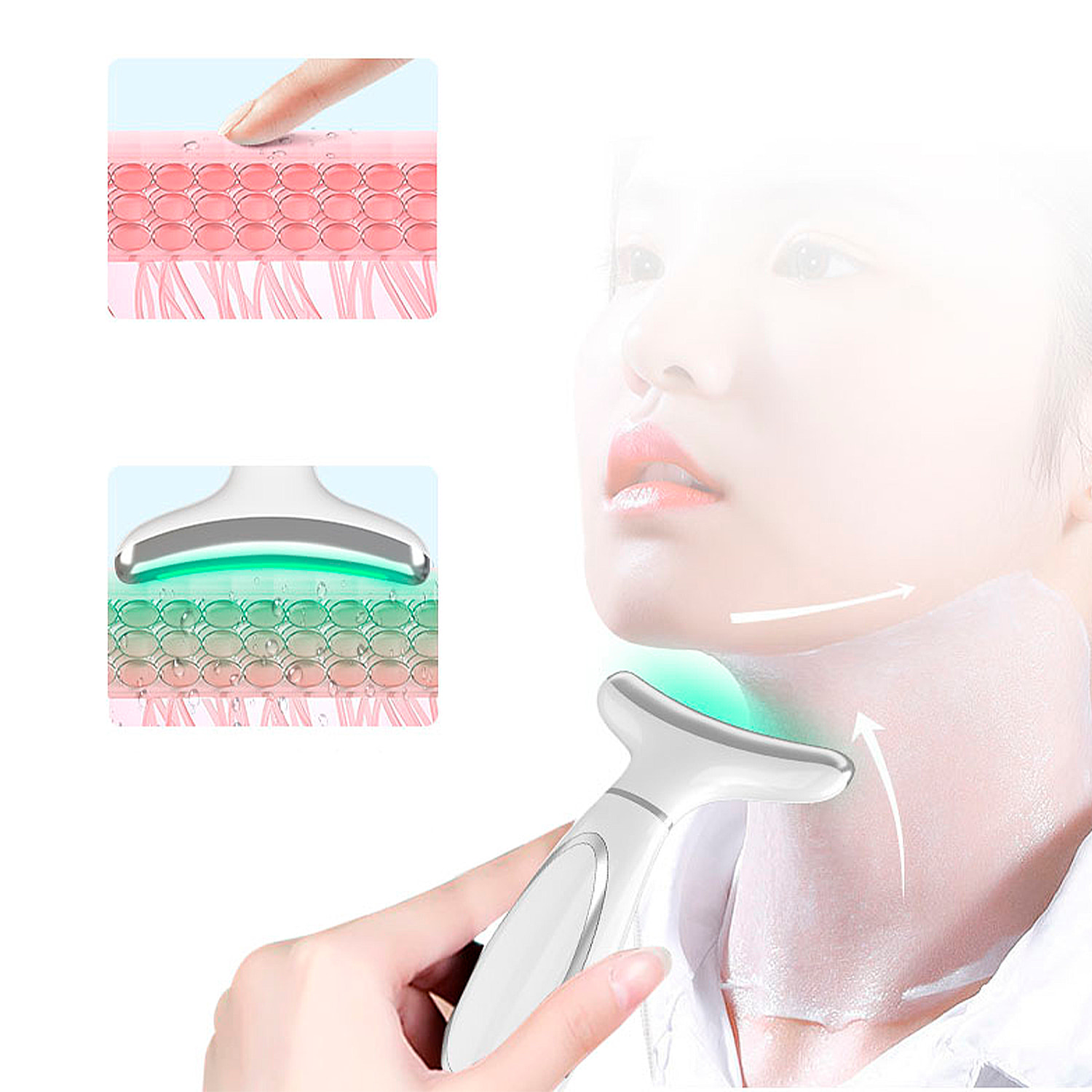 Dispositivo de belleza 6 en 1 con LED, EMS, iones, frío, calor y vibración.