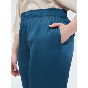 Fiorella Rubino - Joggers in raso stretch - Ottanio