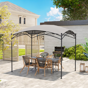 Cenador para Jardín 3x2 m Pérgola de Jardín Gazebo con Cúpula Elegante y Estructura Metálica Impermeable Carpa para Exterior Terraza Patio Gris