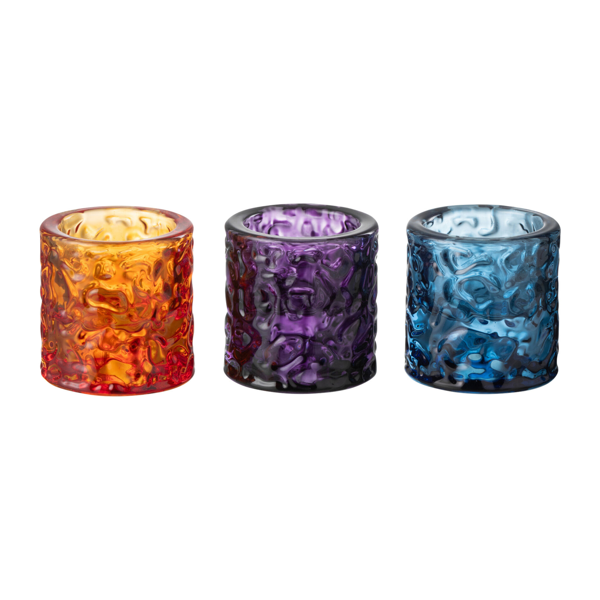 J-Line bougeoir Martelé - verre - mix - 3 pcs