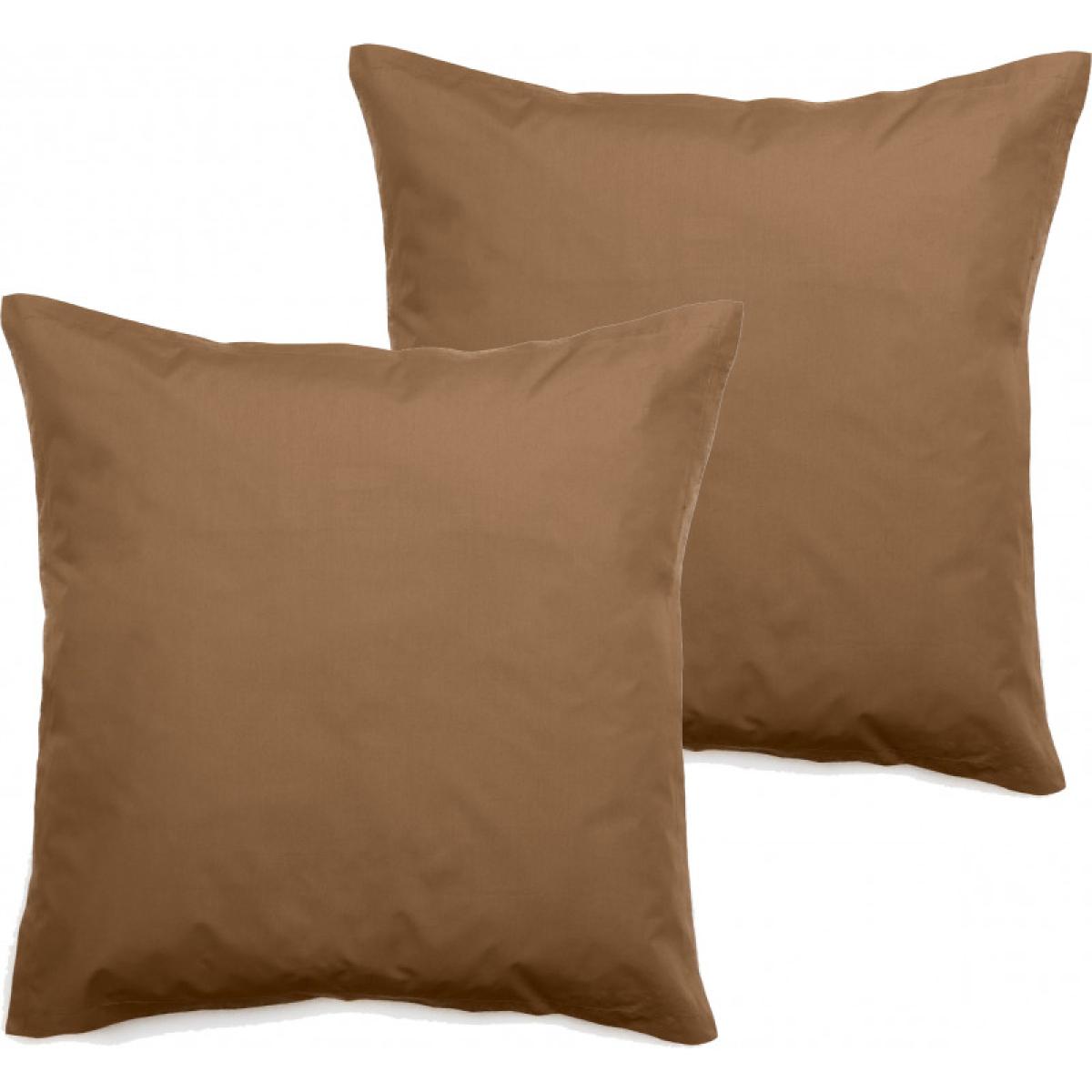 Lot de 2 taies d'oreiller percale pur coton peigné longues fibres 80 fils/cm² Vent du sud - Cognac