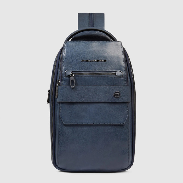 Piquadro Zaino monospalla personalizzabile in pelle porta iPad®mini con protezione RFID