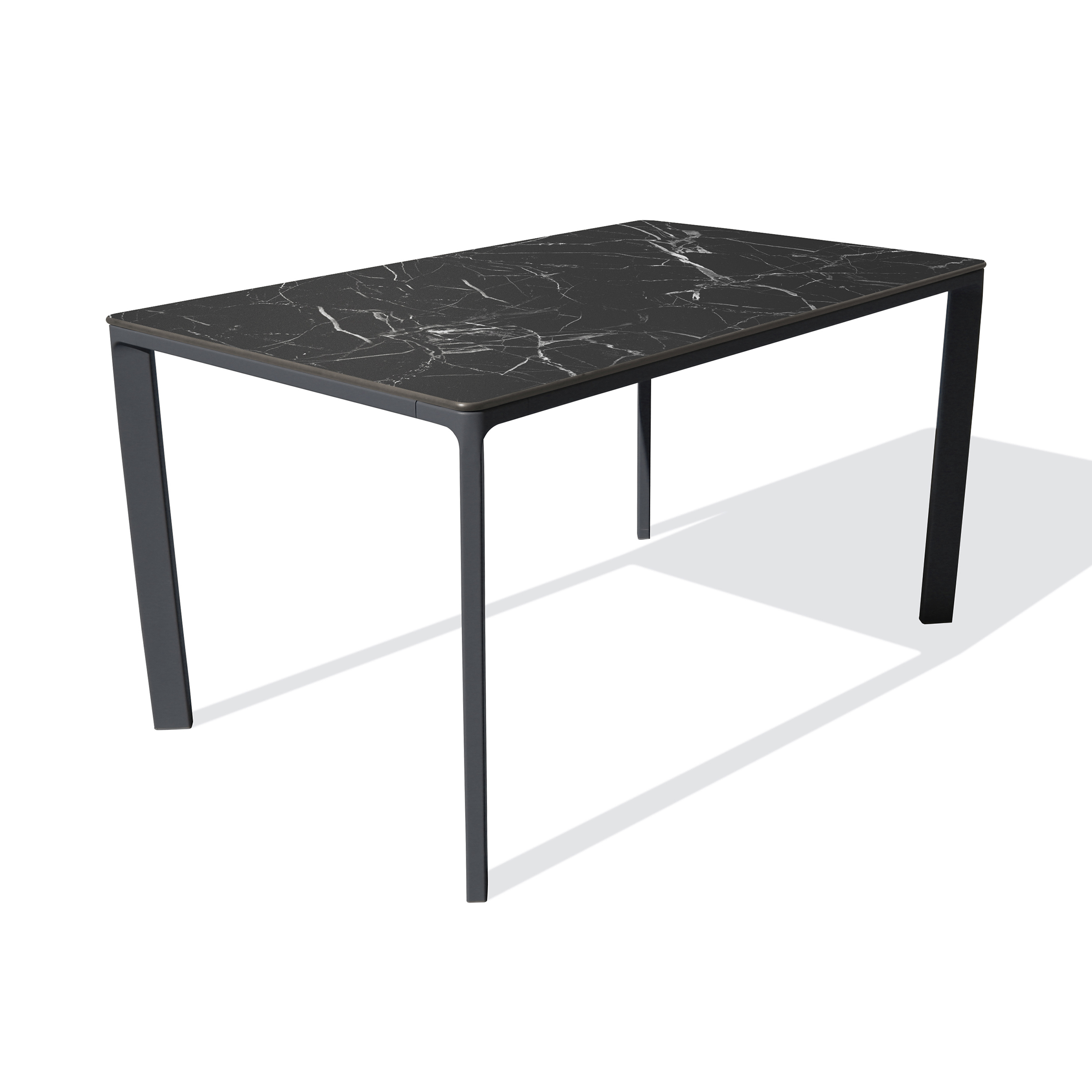 MEET - Table de jardin 6 places en aluminium laqué et peinture Epoxy noire