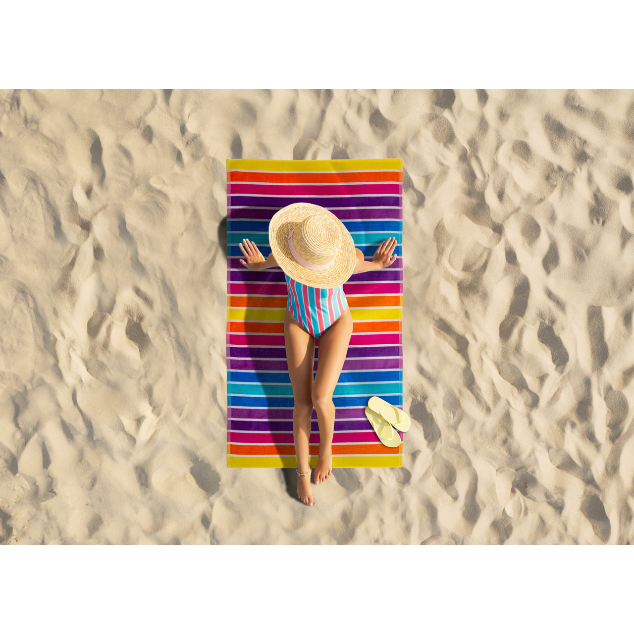 Telo Mare Spugna Jacquard Spiaggia Disegno Rayas