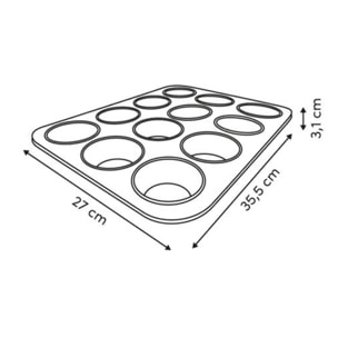 Moule à muffins Harmony 12 muffins 35x27cm noir