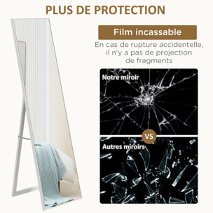 Miroir sur pied rectangulaire dim. 40L x 35l x 147H cm MDF aspect bois blanc