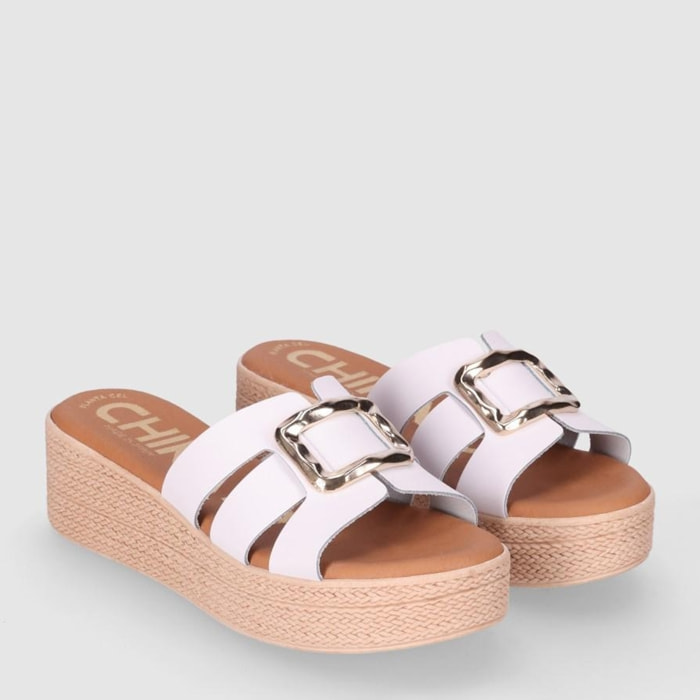 Sandalias de Piel - Blanco - Tacón: 5 cm