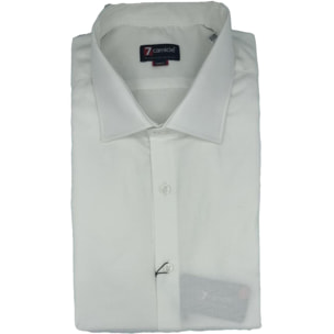 Camicia Uomo 1 Bottone Francese Slim Cotone Unito Bianco
