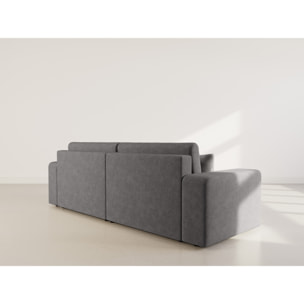 Nicole - Canapé droit 4 places convertible avec coffre en tissu - Gris
