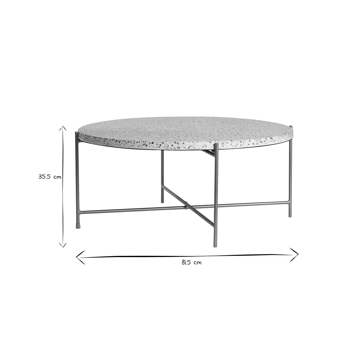 Table basse ronde design en terrazzo et métal doré D81 cm MEZZO