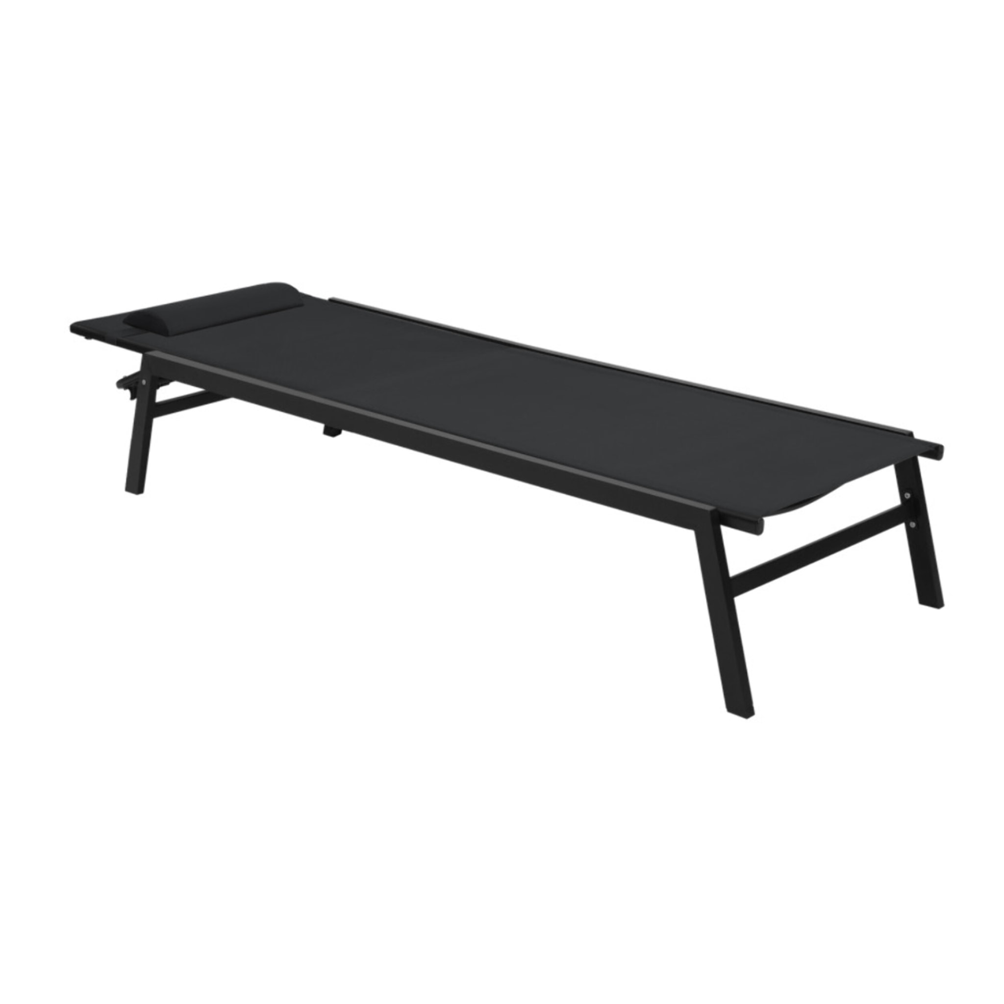 Transats inclinables Faro 5 positions en aluminium noir - lot de 2