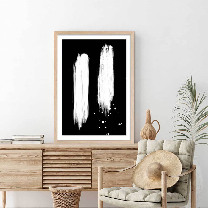 Affiche Trait épreuve négative Affiche + cadre en bois - Chêne