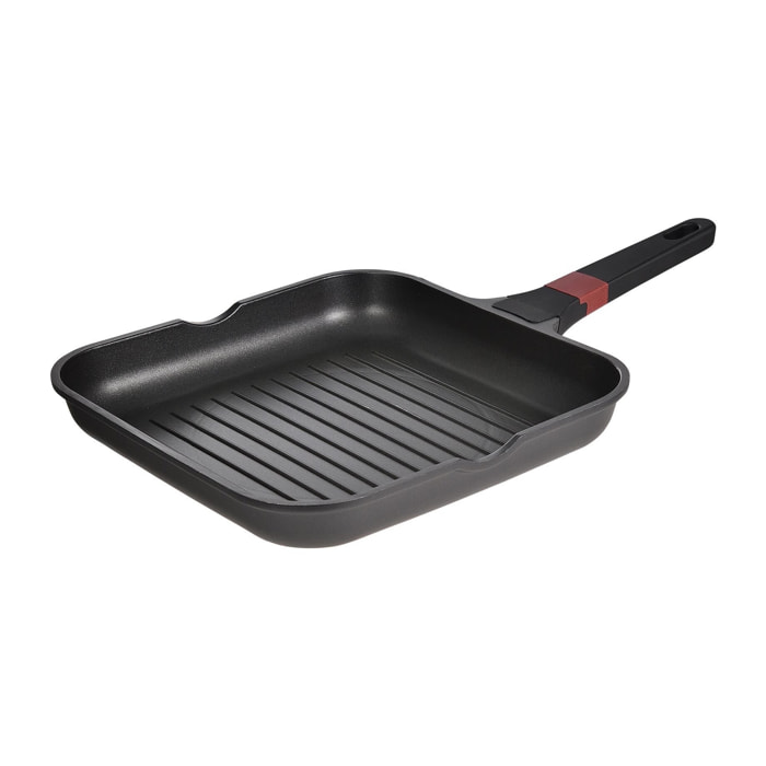 Sartén grill 28x28 cm en aluminio fundido en color negro apta para inducción y antiadherente expert san ignacio