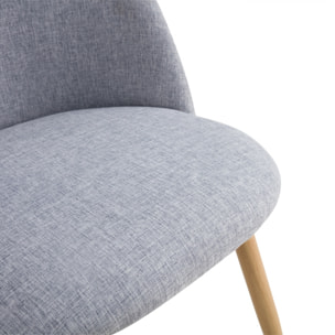 Lot de 2 chaises en tissu gris clair et pieds en métal - Cozy
