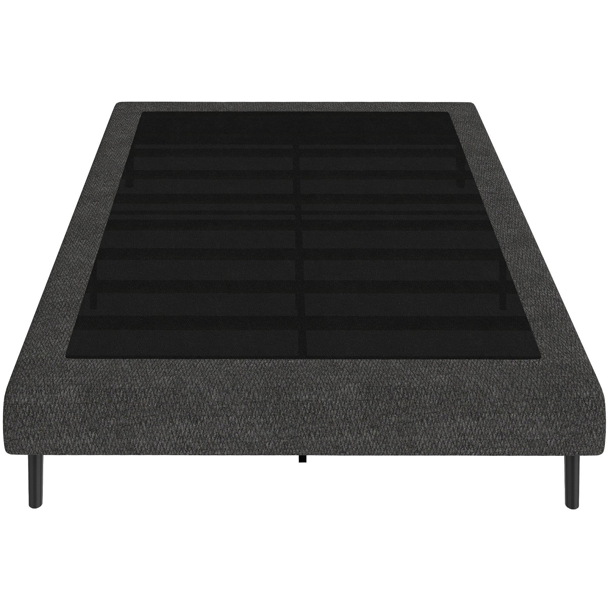 HOMCOM Cama Tapizada 144x195 cm con Funda de Chenilla, Marco de Cama Doble con Somier de Lamas de Madera, Patas de Acero, Diseño Moderno, Fácil Montaje, Carga 400 kg, Gris