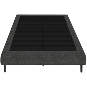 HOMCOM Cama Tapizada 144x195 cm con Funda de Chenilla, Marco de Cama Doble con Somier de Lamas de Madera, Patas de Acero, Diseño Moderno, Fácil Montaje, Carga 400 kg, Gris