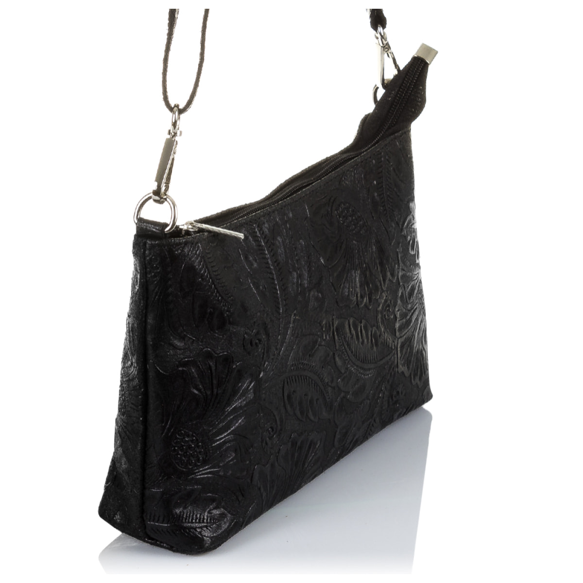 Martia Bolso bandolera Mujer.Piel auténtica Gamuza Grabado Arabesco