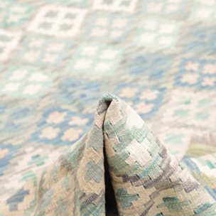 Tapis kilim géométrique, tissé plat en laine, ONERUKI