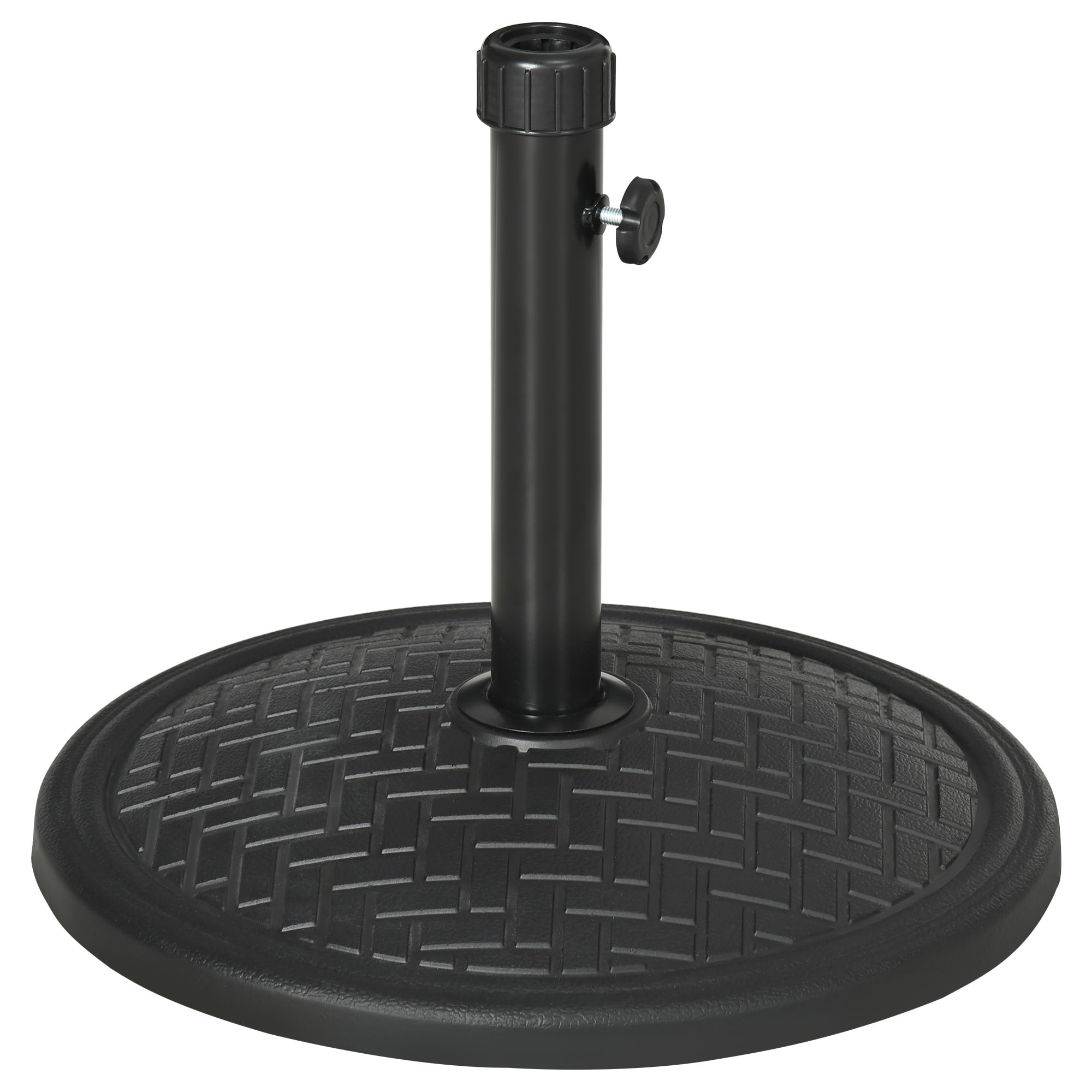 Pied de parasol rond base de lestage Ø 46 x 34 cm métal motif zig zag poids net 14 Kg noir