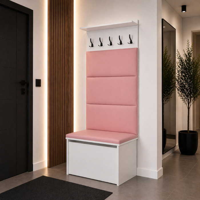 Set Ingresso Andy con Scarpiera e Pannelli Imbottiti Rosa