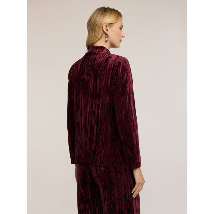 Motivi - Blazer in velluto plissé doppiopetto - Bordeaux