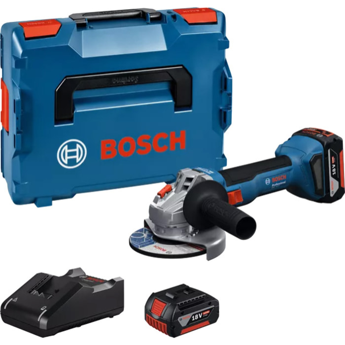 Meuleuses angulaires 125 mm - GWS 18V-8 - BOSCH - avec 2 Batteries 18V 4.0Ah - chargeur - L-Boxx - 06019N9002