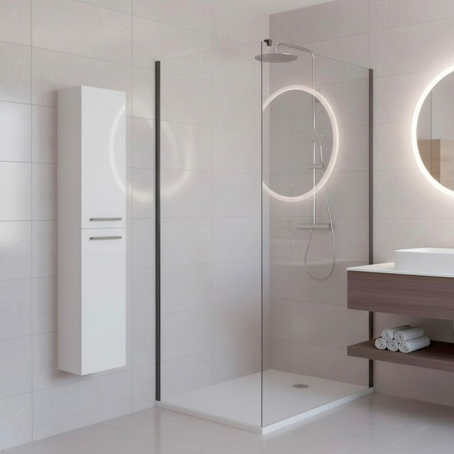 Mobile Bagno Sospeso Armadietto A Colonna Armadio Pensile Sospesa 2 Ante 4 Ripiani Elegante Minimal 30 x 25.5 x 150 cm Bianco Lucido Laccato
