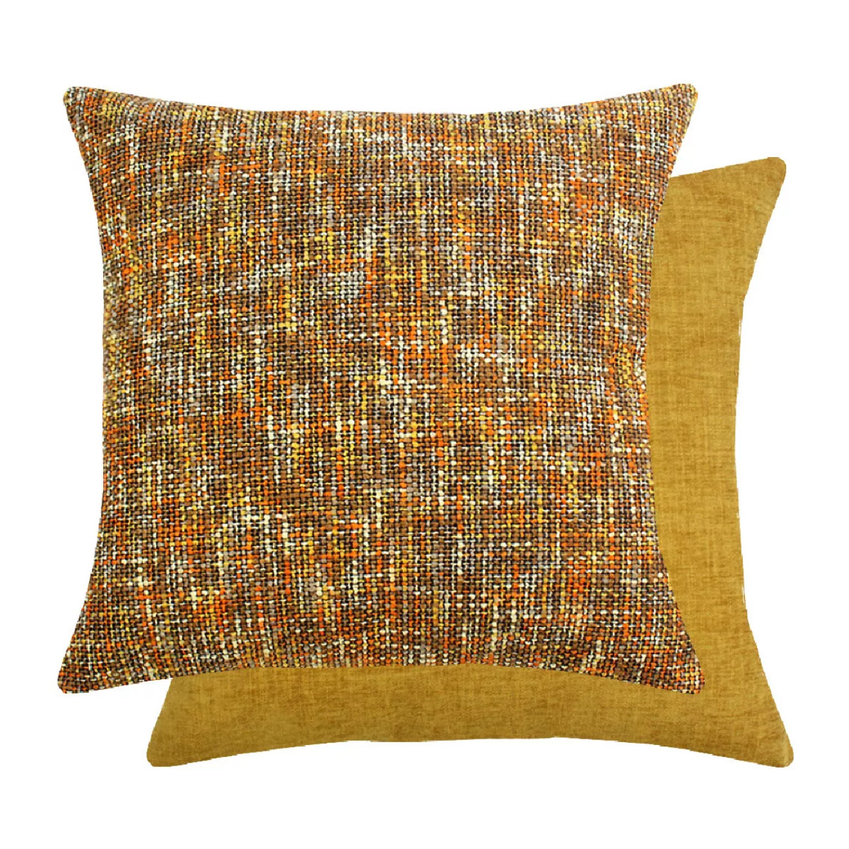 Housse de coussin polyester jeu d'unis orange Tweed orange