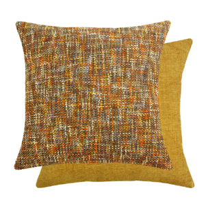 Housse de coussin polyester jeu d'unis orange Tweed orange