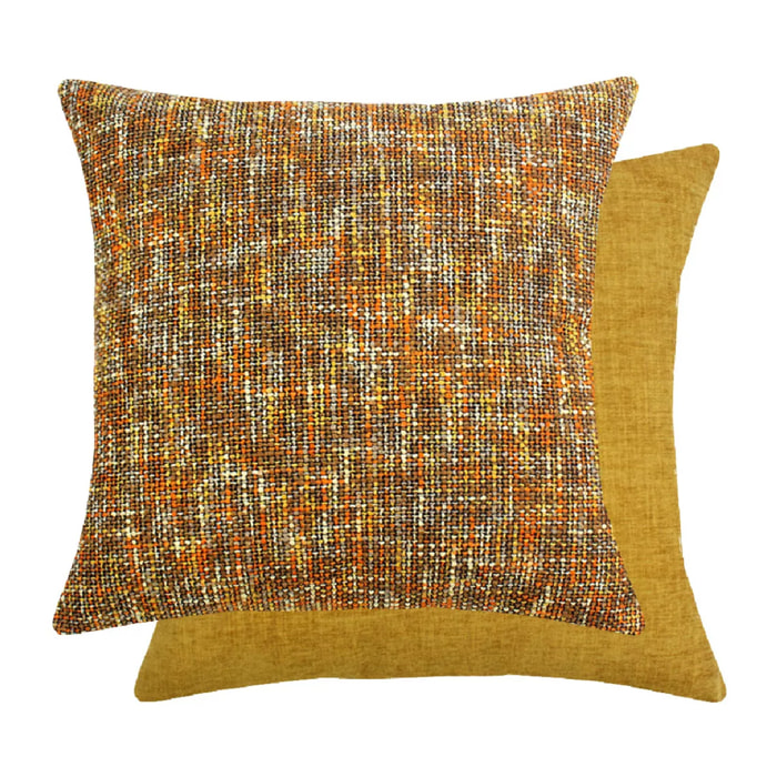 Housse de coussin polyester jeu d'unis orange Tweed orange