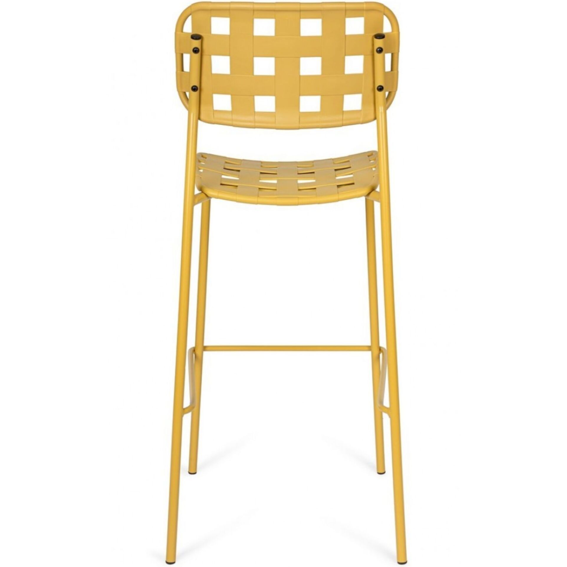 Set di 4 sgabelli CLOVER in polipropilene giallo e struttura acciaio, impilabili