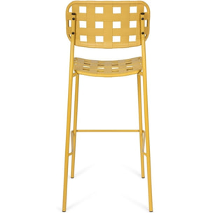 Set di 4 sgabelli CLOVER in polipropilene giallo e struttura acciaio, impilabili