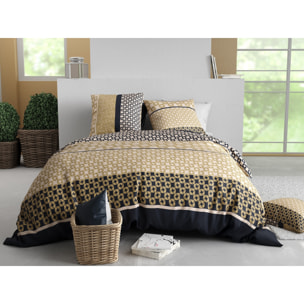 Parure housse de couette 100% coton 57fils + 2 taies Luxore