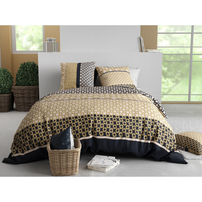 Parure housse de couette 100% coton 57fils + 2 taies Luxore