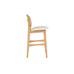 Tabourets scandinaves en bois clair frêne et blanc H68 cm (lot de 2) ELTON