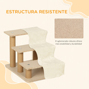 Escalera para Perros de 3 Peldaños, Escalera para Mascotas con Funda Extraíble y Lavable, Rampa para Perros y Gatos para Cama, Sofá, 46x35x35 cm, Beige