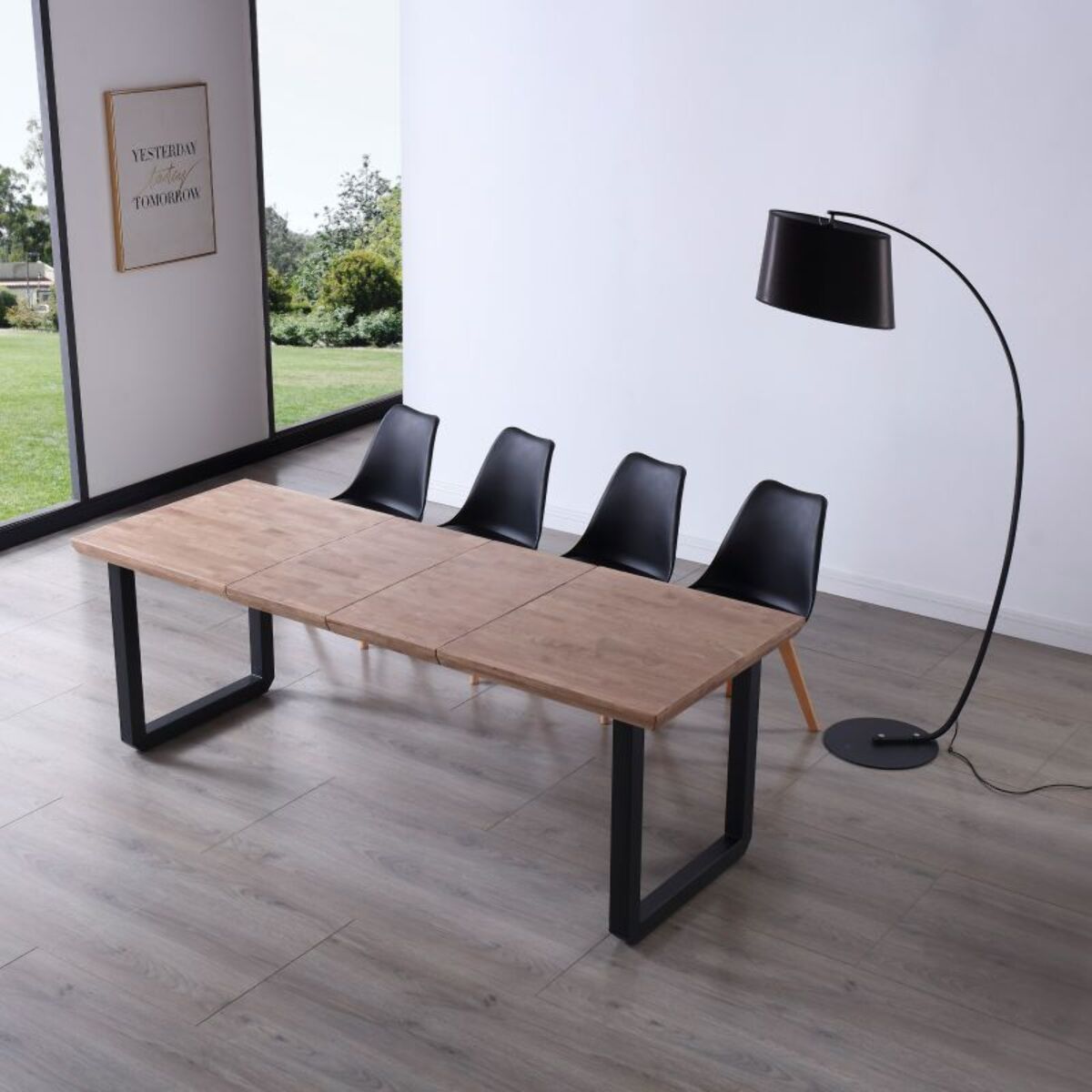 Mesa de comedor Roma extensible Roble Honey - Negro