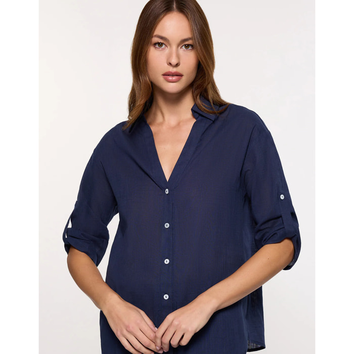 Camisa Manga Larga Azul Marino - Astromi