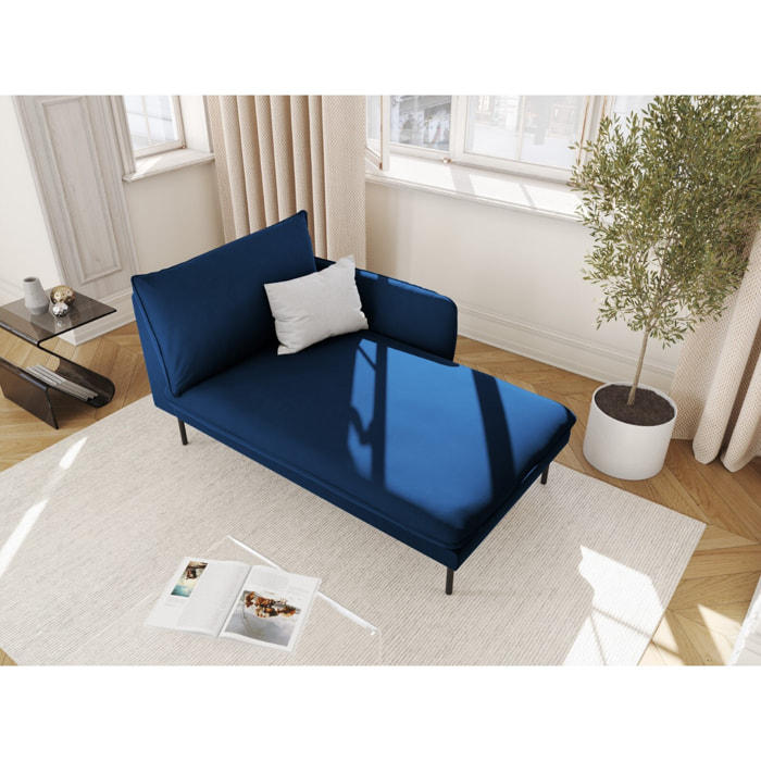 Méridienne droite "Vienna" en velours bleu roi