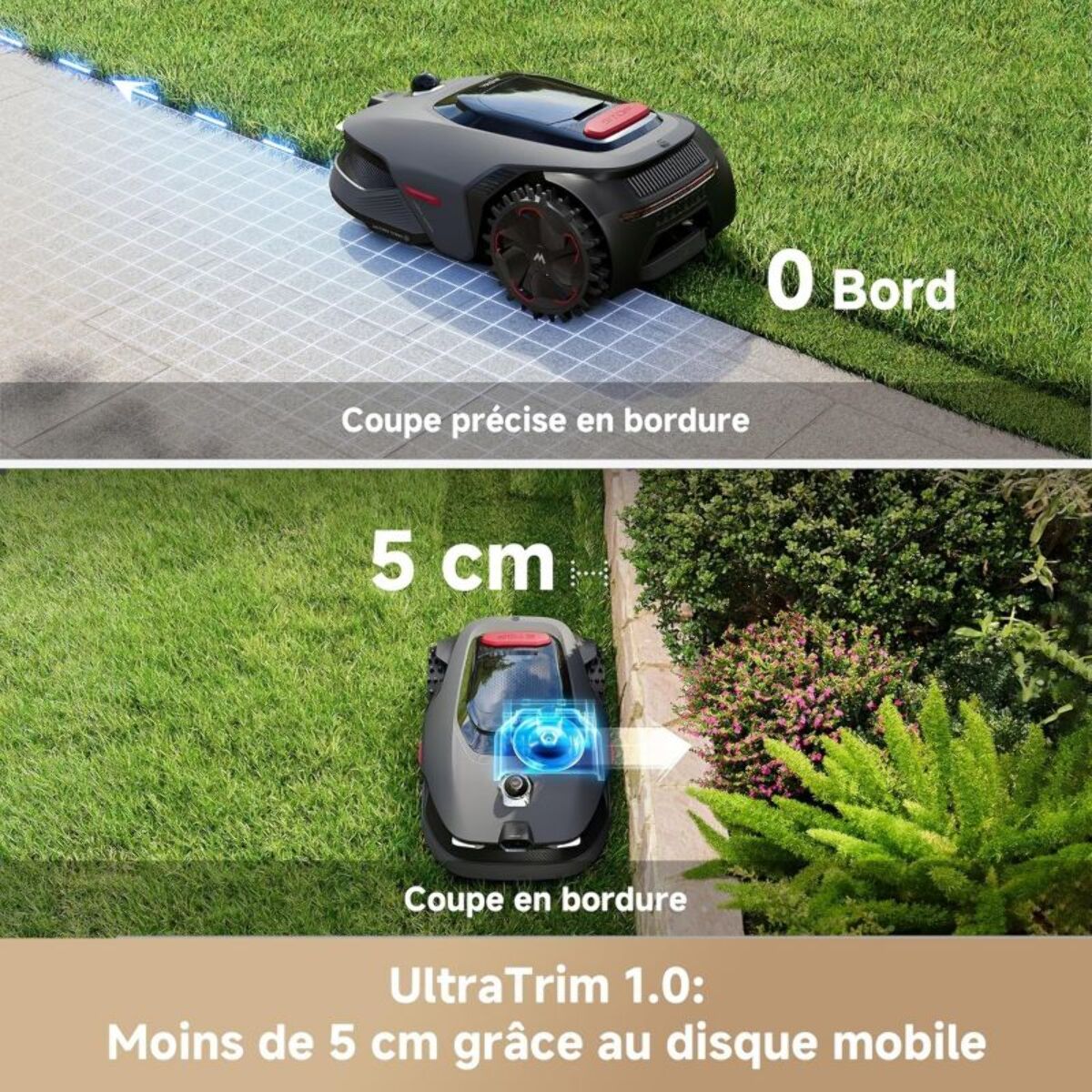 Robot tondeuse MOVA Lidax 800 sans fil périphérique, 800 m² de superficie, hauteur de coupe réglable jusqu'à 10cm
