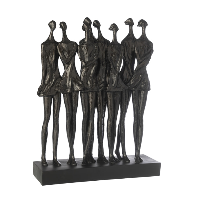 J-Line Figurine sur Base 8 Personnes - polyrésine - noir - large