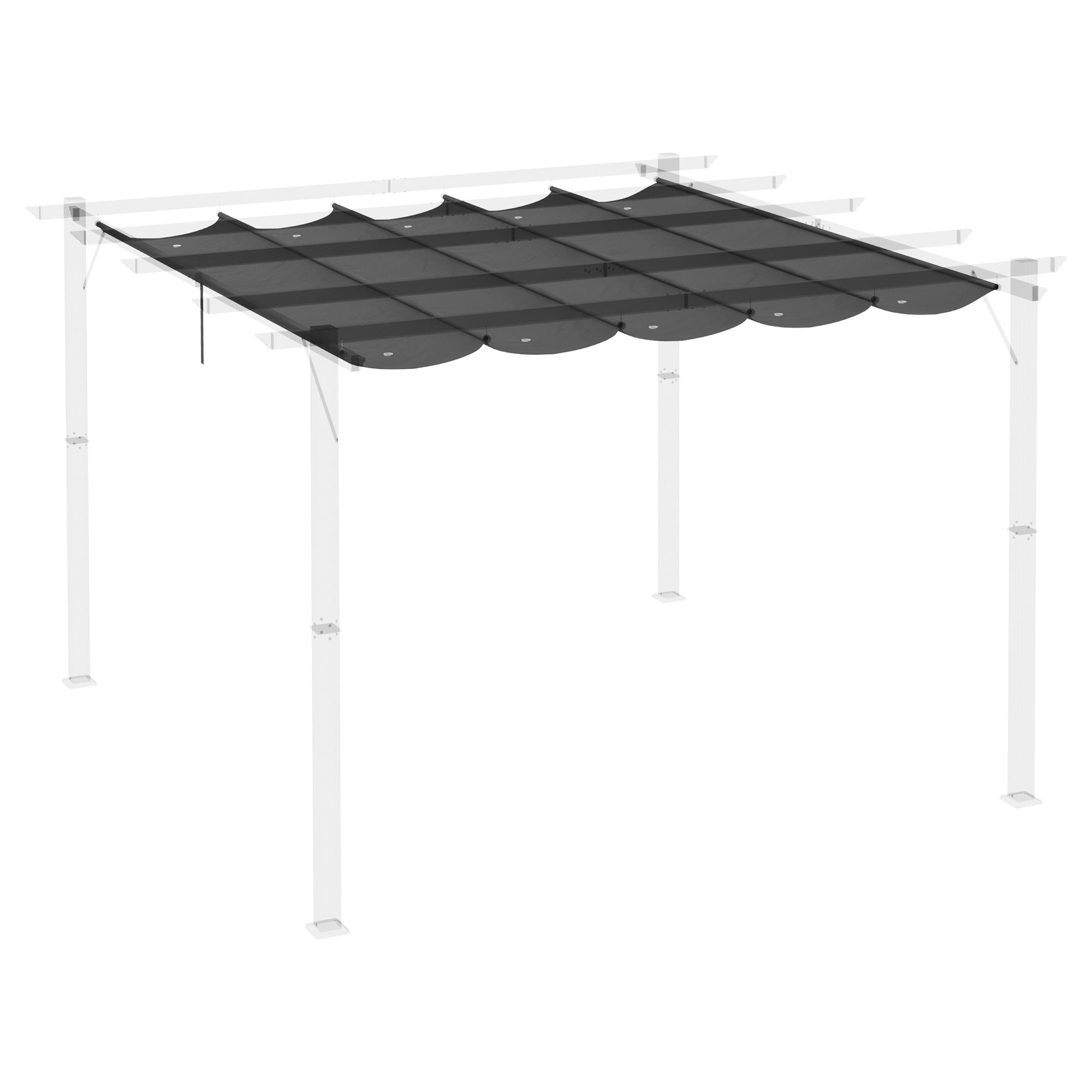 Cubierta para Pérgola 2,5x2,55 m Techo de Repuesto Retráctil para Sombrilla Toldo de Tela para Cenador Jardín con 10 Orificios de Drenaje Gris Oscuro