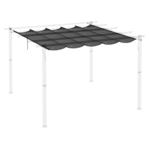 Cubierta para Pérgola 2,5x2,55 m Techo de Repuesto Retráctil para Sombrilla Toldo de Tela para Cenador Jardín con 10 Orificios de Drenaje Gris Oscuro